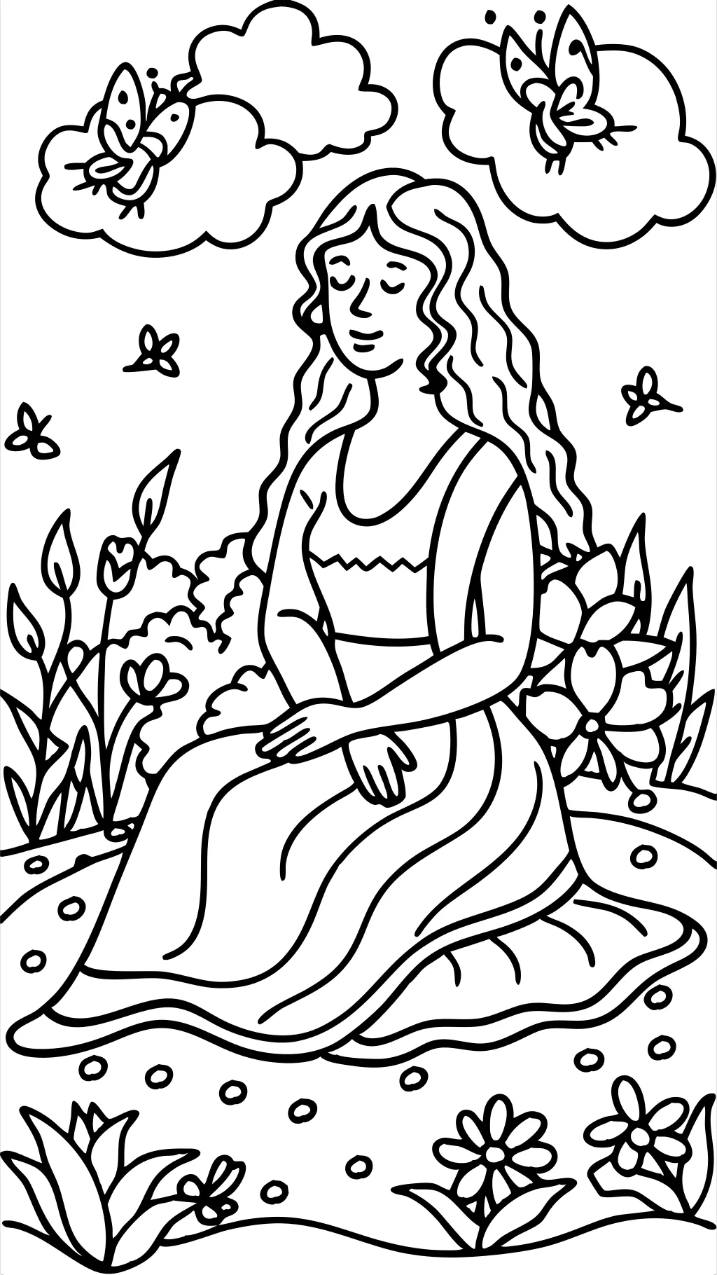 coloring page of woman